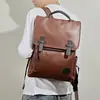 Mochila Masculina Tendência Moda Britânica Couro PU Crazy Horse Vintage Design Personalizado Mochila para Jovens Estudantes Bolsa Escolar Bolsa da Moda