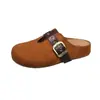 Sandalias tipo mula de estilo retro, con suela gruesa, punta cerrada, tacón oculto y detalle de hebilla, diseñadas para mujer, perfectas para otoño y que ofrecen comodidad