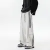 Calças de trabalho estilo americano para homens, calças largas retas de perna larga para primavera, estilo de rua moderno, calças de moletom casuais esportivas resistentes