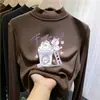 Blusa de segunda pele para meninas, nova coleção outono/inverno 2026, camiseta infantil, blusa de manga longa slim fit com estampa de desenho animado para meninas pequenas