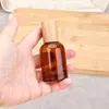 Botella de Perfume de Vidrio Ámbar de 30 ml con Tapa de Madera, Botella Dispensadora de Perfume, Botella de Vidrio con Atomizador de Presión, Botella Cosmética Vacía