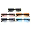Gafas de Sol Sin Montura de Borde Cortado Transfronterizas Nuevas, Gafas de Sol con Varillas de Leopardo Personalizadas, Gafas de Sol Anti-UV Tendencia al por Mayor