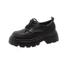 Mocasines de Suela Gruesa para Mujer 2026 Principios de Primavera Nuevos Redondos Estilo Británico con Cordones Zapatos Pequeños de Piel Jk con Falda Planos