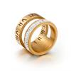 Anéis Personalizados Kalen Jewelry com Letras Romanas Tendência Aço Inoxidável Anéis Masculinos e Femininos com Diamantes Suprimentos para Vendedores de Rua Aço Titânio em Estoque