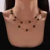 Collar y pulsera de margaritas con baño de oro de 18 quilates, acero de titanio transfronterizo europeo y americano, diseño de nicho, moda que combina con todo, piedra natural.