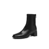 Botines Elásticos Negros de Tacón Medio Chuyuji para Mujer, Botas Estilizadas de Tacón Grueso Alto, Botines de Verano de Una Sola Capa, Botas Martin de Punta Cuadrada