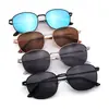 Óculos de Sol Transfronteiriços Armação Oval Clássica Proteção Solar para Viagem Moda Simples Protetor Solar para Verão Óculos de Sol de Metal Atacado