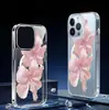 Flor Rosa Suporte Magnético Adequado para Apple Iphone15/16/17Promax Transparente Proteção de Capa de Celular Integrada 16