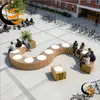 Silla de Madera Laminada, Silla Laminada de Forma Irregular, Taburete de Ocio Sólido de Madera Anti-Corrosión de Alta Gama Creativo con Forma de S para Centros Comerciales