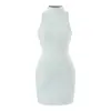 Vestido bodycon sin mangas de cuello alto, puramente seductor y sexy para mujer, adelgazante y favorecedor, azul, realza el cutis, elegante vestido tipo tank para verano