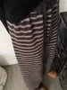 Calça Mochi de Tricô Listrada Marrom para Mulheres, Calça de Dormir Grossa e Caída para Outono e Inverno, Calça Casual de Toalha de Perna Larga para Caminhada