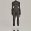 Macacão de yoga de malha outono e inverno transfronteiriço para mulheres, justo ao corpo, respirável e que realça os quadris, adequado para fitness e esportes, modelo 7802