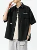 Camisa de trabalho da moda trendy de rua de manga curta para homens, jaqueta versátil de verão com caimento solto, camisa casual de manga curta estilo Hong Kong
