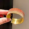 Pulsera Abierta Redonda Incrustada de Diamantes Estilo Europeo y Americano Arcoíris Estrellado, Pulsera de Lujo Ligero de Gama Alta, Joyería de Mano Exagerada de Alta Resistencia Personalizada