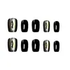 Set de 10 piezas hecho a medida, específico para el tamaño, de calcomanías para uñas hechas a mano con un estilo dulce y genial, vanguardista, con diseños de ojos de diablo, pegatinas para uñas de ojo de gato negro