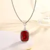 2024 nova joia Huabi cobre banhado a ouro simulação corindo vermelho retangular gordo 15*20 moda pingente colar