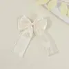 Presilha de Cabelo com Laço de Fita Estilo Francês para Bebês, Acessório de Cabelo para Meninas, Grampo para Franja Lateral Não Danifica, Adorno de Cabeça