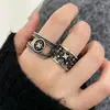 Anillo de cruz geométrico de doble capa vintage desgastado S925 de plata esterlina con microincrustaciones de circonita para mujer, ajustable, nicho, de alta gama, moderno