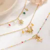 Pulsera Taina de Acero Inoxidable Europea y Americana Simple y de Alta Gama Estilo Playa Palmera Estrella de Mar Pulsera con Goteo de Aceite Lujo Accesible Nicho para Mujeres
