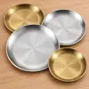 Atacado Transfronteiriço de Bandejas para Churrasco de Aço Inoxidável 304, Bandejas Douradas Personalizadas Estilo Coreano, Placas Espessadas de Camada Dupla