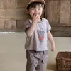 Conjunto Bebê e Criança Pequena 20261 Menino de 1 Ano Camiseta de Manga Curta Cartoon Shorts Finos Conjunto de Duas Peças Tipo Algodão Puro a