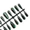 Olho de Gato Esmeralda Luxo Leve Textura de Alta Qualidade Estilo Elegante e Delicado Estilo Irmã Real Nail Art Iluminadora 30 Unidades Unhas Postiças