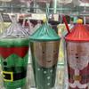 Copos de Canudo com Vários Padrões Temáticos de Natal, Requintados Copos de Canudo com Tampa Redonda de Camada Dupla, Copos de Água de Natal de Desenho Animado