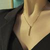 Acero de titanio pequeña tira vertical no se desvanece collar de fritilaria para mujer simple corto estilo frío cadena de clavícula diseño de nicho joyería