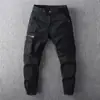 Pantalones de trabajo ligeros para hombre, corte slim retro, con puño, multibolsillos, pantalones largos casuales, pantalones deportivos de pierna estrecha para correr, tendencia, secado rápido