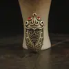 Nuevo Llavero de Latón Estilo Chino Calado de Cigarra con Sonido, Colgante para Llave de Coche de Cuerda Trenzada Hecho a Mano