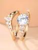 Anillo Bordado Pesado Transfronterizo con Zirconias Múltiples tipo Estrella, Racimo Irregular de Diamantes Redondos Incrustados, Banda Ancha, Joyería Elegante y Versátil