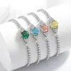 Tiktok Venta Caliente Pulsera de Piedras Preciosas Coloridas Corte Milenio Rosa Incrustada con Diamantes de Alto Carbono Súper Brillantes Transfronteriza Europea y Americana Tiktok Dropshipping