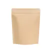 En stock bolsa de papel kraft bolsa autosoportante autocerrable bolsa compuesta de película aluminizada bolsa de papel kraft para envasado de alimentos bolsa de té