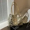 Bolsa de Ombro Transversal Feminina Grande com Lantejoulas da Moda e Estilosa 2025 Nova Casual de Grande Capacidade Design Moderno
