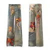 Jeans Anchos de Estilo Vintage con Cinta de Oso para Hombre, Nueva Colección de Primavera, Pantalones Casuales Rectos Sueltos Lindos y Únicos para Mujer