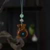 Talla de madera de sándalo verde, doce zodiacos, conjunto completo de rata, buey, tigre, conejo, dragón, serpiente, caballo, oveja, mono, pollo, perro, cerdo, colgante para teléfono móvil, bolso colgante