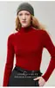 Suéter Kang Sai Ni 100% Caxemira Pura Feminino Gola Semifechada Outono/Inverno Listrado Slim Fit Valorizador Malha Camada Base Suéter