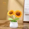 Bonsái de girasol de doble flor tejido a mano, flores artificiales con maceta, producto terminado para decoración del hogar y del coche, suministro