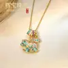 Colar de borla de diamante com esmalte de gota de luxo leve estilo francês microincrustado para mulheres, corrente de clavícula doce de dopamina da moda de alta qualidade