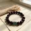 Rosario de palo de rosa de hoja pequeña de 6 mm (108 cuentas) combinado con un brazalete de jade Hetian hecho a mano, adecuado tanto para hombres como para mujeres, al por mayor