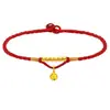 Tobillera Anklet de Oro Puro 49.95kg de Sehuan con Hilo Rojo y Cuentas de Loto, Regalo de San Valentín para Novia, Regalo para Transmisión en Vivo de la Industria de la Belleza