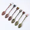 Venda Quente Transfronteiriça Cristal Natural Mini Colher de Amor Estilo Retrô Colher de Bronze Esculpida Colher de Sobremesa Colher de Sopa Presente