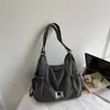 Versión Coreana de Ins Nuevo Aspecto de Alta Gama Estilo Perezoso Color Sólido Bolso Tote Sencillo para Mujer Ligero Ropa de Trabajo Gran Capacidad Bolso Cruzado