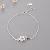 Pulsera de Plata de Ley S925 al por Mayor Moda Elegante Exquisito Diseño de Flor Pulsera de Plata de Ley Incrustada de Diamantes Pulsera de Plata para Mujer