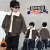 Casaco de Inverno Masculino com Pelúcia Espessa Integrada 2026 Nova Roupa de Inverno Jaqueta de Couro Crianças Meninos Médio e Grande