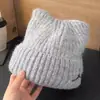 Nuevo gorro de punto con temática de gato para mujer, lindo gorro de lana para otoño e invierno, gorro cálido para pullover, protección versátil para las orejas, gorro a prueba de frío