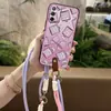 Adequado para Capa de Celular Oppo, Jovem Tendência Textura Diagonal Lanyard Cartoon Pendurar no Pescoço À Prova de Poeira Casca Macia Silicone Digital