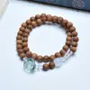 Pulsera Antigua de Sándalo de Montaña, Pulsera Antigua de Sándalo Material Barbie para Mujer, Doble Círculo Camelia Cristal Blanco Pulsera de Regalo de Año Nuevo Más Vendida