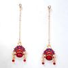 Pendientes de estilo chino con borlas de diamantes y perlas, con diseño de abanico plegable de plata 925 personalizado, pendientes de temperamento para novia, de moda femenina