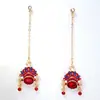 Pendientes del mismo estilo de IU de Corea del Sur, hermosos pendientes rojos con aguja de plata 925, joyería elegante y sencilla de moda para mujeres.